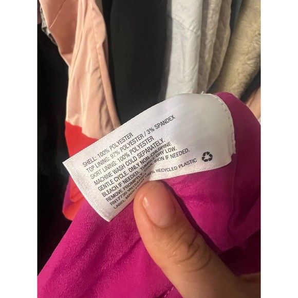 Cushnie For Target NWT Pleated Color Block Pink Satin Midi Dress Size 14 - Picture 5 of 6